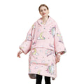 Winter Warm Blue Pajamas Hooded Sweater One-Piece Hoodies Blankets Oversized Fleece Sherpa Blanket Velvet Nightgown Women
