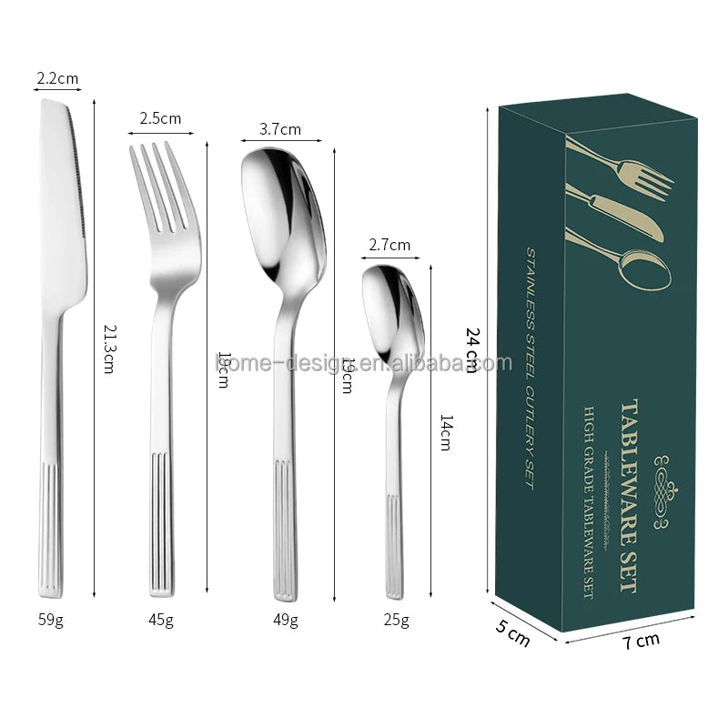 Best Seller Factory Wholesale Modern 24pcs Stainless Steel Knife Spoon and Fork Sets Gift Box Utensils Kitchen Flatware Sets