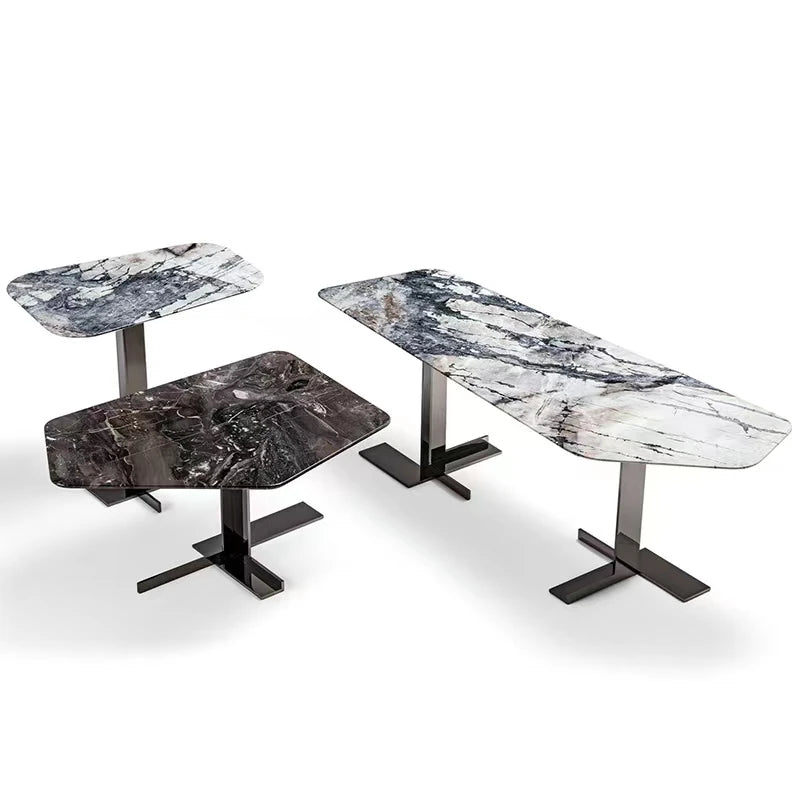 Custom Living Room Set Modern High -end Furniture Console Table Stainless Steel with Marble&Tempered Glass Top Side Coffee Table