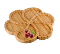 Multi Use Flower Shape Bamboo Plate Bamboo Snack Tray With Dividers Parts