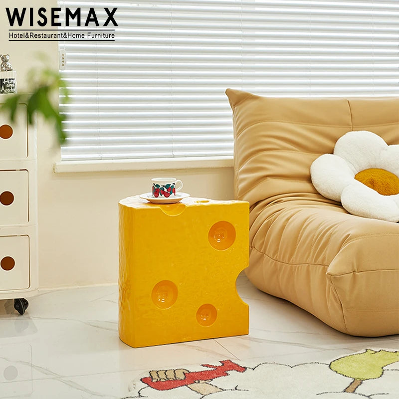 WISEMAX FURNITURE European Design Creative Cheese Shape Bedside Table Living Room Resin Coffee Table Sofa Side Table for Home