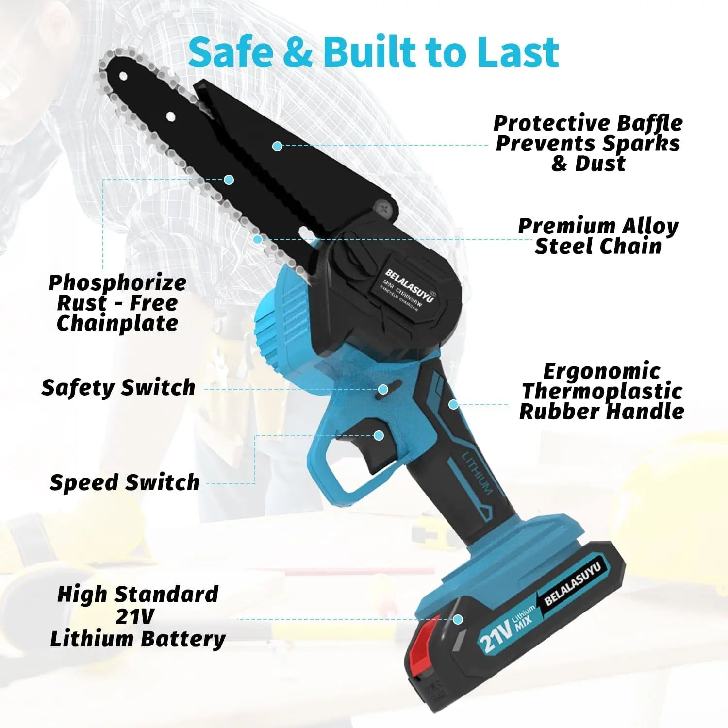 Upgrade powerful copper motor strong power Large Capacity Battery Handheld Chain Saw Pruning Shears Chainsaw