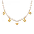Wholesale Tarnish Free Jewelry Stainless Steel Zircon Star Pendant Bridal Natural Freshwater Pearl Necklace