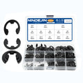 Black Carbon Steel Split E-clip Assortment Kit GB Standard Circlip Retaining Ring Washer NINDEJIN T-896