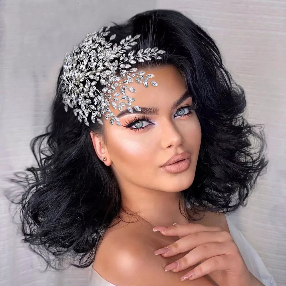 2024 Bride Headwear with Crystal Rhinestone Wedding Accessories Side Clip Foreign Trade Pan Hair Wholesale Spot