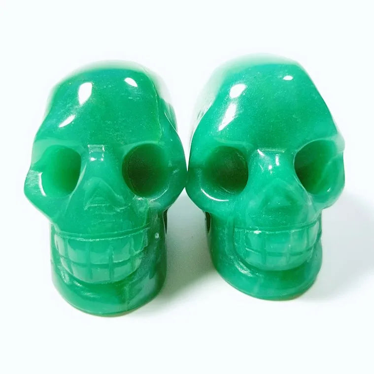 Huiying Cheap Price Natural Stone Hand Carved 2 Inch Green Aventurine Jade Stone Skulls for Decoration Crafts