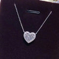Huitan Women Fashion Heart Pendant Necklace Zirconia Silver Color Jewelry Imitate Moissanite Pendant Love Heart Shape Necklace