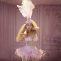Pink Feather Dance Costumes Performance With Headdress Bling Sequin Women Club Wear Outfit