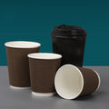 Wholesale Ripple Wall Paper Coffee Espresso Cups with Lids Disposable 12oz 16oz Pla Paper Ripple Wall Cup