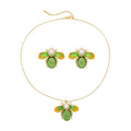 Green Bee Pendant Earrings Necklace Set for Women Lovely Animal Necklace Earrings Set Gift