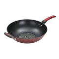 Chinese-Style Cast Iron Wok Non-Stick Aluminum Steel Pot Frying Pan Glass Lid Compatible for Gas Stove Household Kitchen Cooking