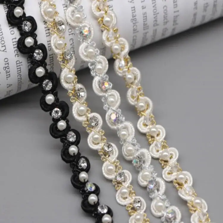 Special Product 1cm Wide Pearl Diamond Gold and Silver Ribbon Bag Decorative Lace