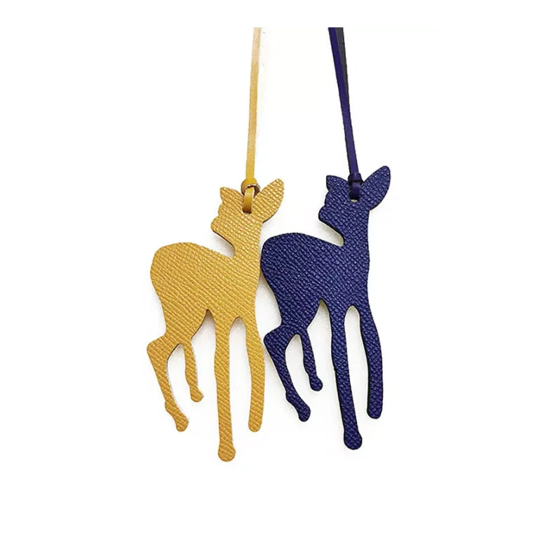 YY Cute Deer Shape Leather Pendant Solid Color Animal Keychain Bag Pendant Pendant Bag's Charm Beer Accessories Handbag Charm