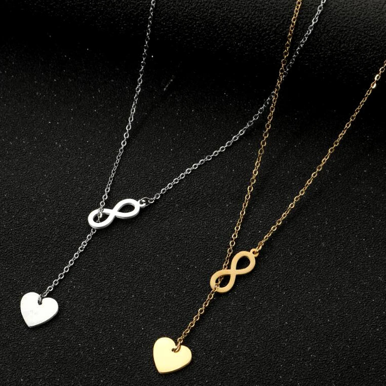 Dainty Non Tarnish Silver 18K Gold Plated Stainless Steel Women Charm Infinity Heart Pendant Necklace Jewelry