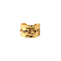Colored Zircon Opening Adjustable Jewelry Ring Stainless Steel 18K Gold Plated Personality Ring for Women