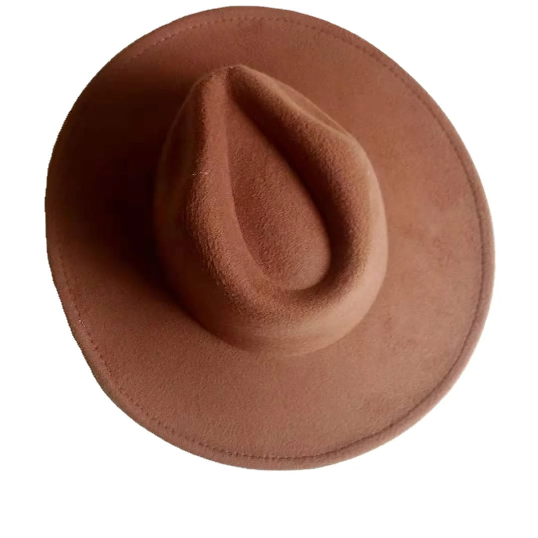 Artificial Woolen Winter Vintage Women Brown Fedora Caps OEM Design Party Fake Wool Female Felt Fedora Hat
