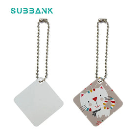 Subbank White Aluminum Dye Sublimation Dog Tag Blanks Double Sides Printing Id Name Pet Tags Keychain Necklace Pendant Ornament