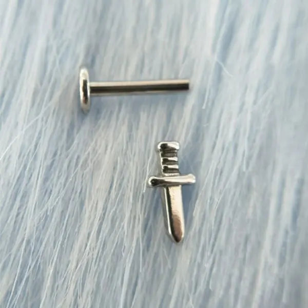 G23 Titanium Sword Tragus Helix Earring Labret Piercing Jewelry Children's Orthodox Wedding Engagement Fashion