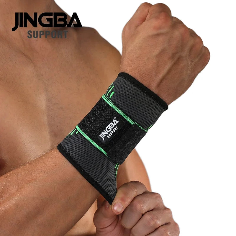 JINGBA Custom Logo Gym Workout Wrist Compression Strap Factory-Supplied Tendonitis Tennis Brace High Support for Comfort Relief