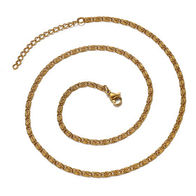 14k 18k Gold Plating Waterproof Byzantine Chain Jewelry Necklaces Men