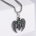 Punk Jewelry Men Zircon Stone Cross Pendant Angle Wings Necklace