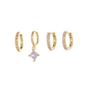 Ins Hottie New Design Zircon Earrings Set 18K Gold Plated Brass Fashion Jewelry 4-piece Set of Geometric Earrings for Women
