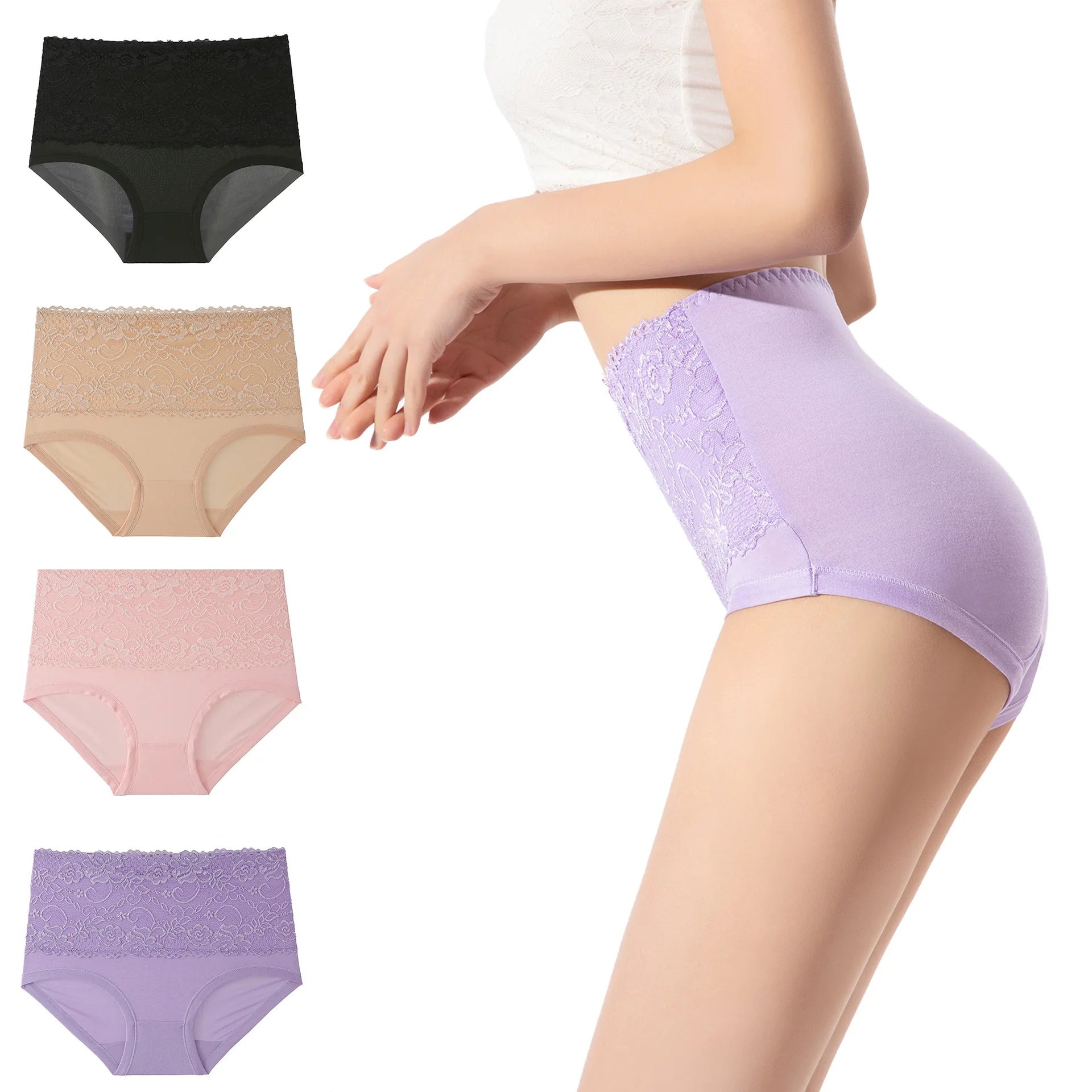 6XL Fat Woman Big Underwear Large Size comfort Lace High Waist Panties Brief Soft Ladies Breathable Plus Size Panties
