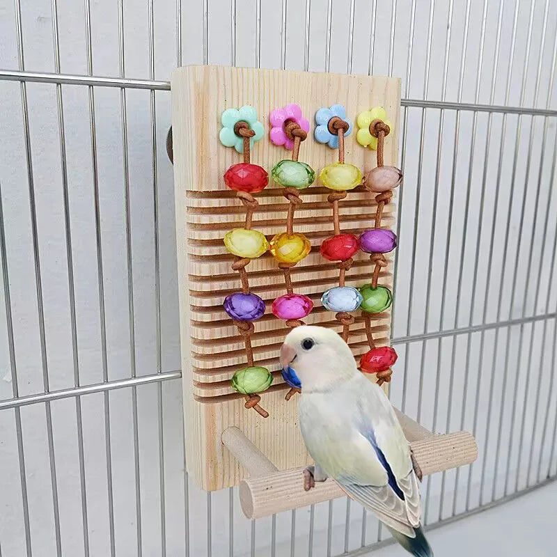 Wholesale Cross-Border Eco-Friendly Classic Pet Supplies Solid Wooden Bird Toy Beads Bite-Grinding Teeth Plate Boredom Relief