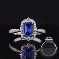China Rhodium Sterling Silver Blue Sapphire 925 Sterling Silver Plain  Moissanite Rings Blue Sapphire Big Silver Rings