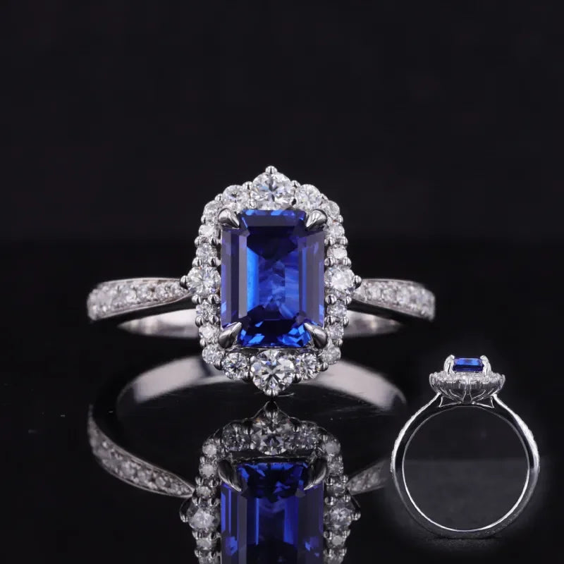 China Rhodium Sterling Silver Blue Sapphire 925 Sterling Silver Plain  Moissanite Rings Blue Sapphire Big Silver Rings