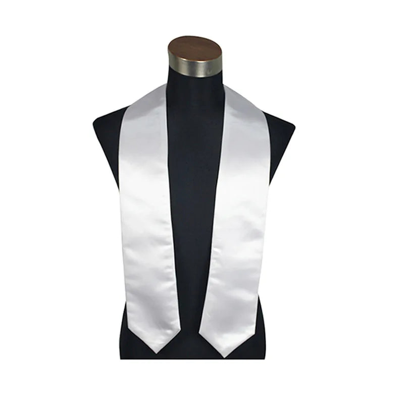 180*15cm White Satin Polyester Sublimation Personalized Honor Shawl Custom Graduation Stoles 72 Inch