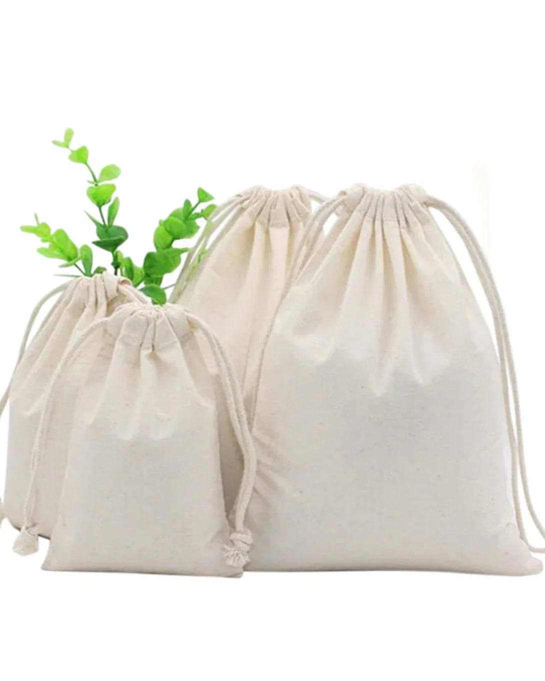 Custom Logo Printed Eco-friendly Cotton Muslin Shopping Bag with Drawstring Closure Small Size for Jewelry Pouches