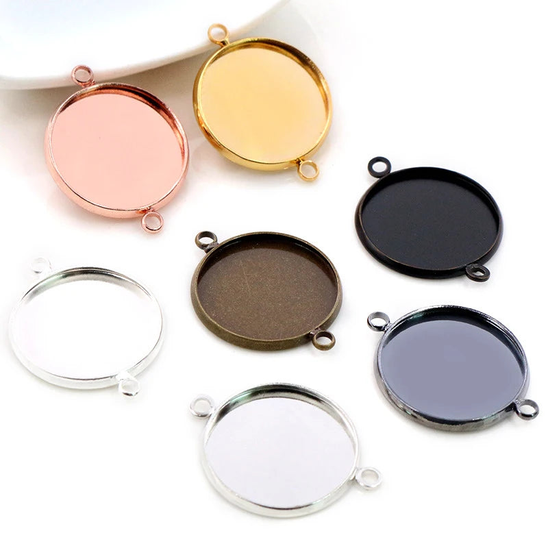 20pcs/lot 10-20mm Inner Size Double Loops Style Iron Material Multi-Colors Cabochon Base Cameo Setting Charms Pendant MegaBDM