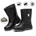 OEM Logo Genuine Leather Steel Toe High Boots Winter Heavy Industry Work Boots Men Construction Labor Zip Safety Shoes