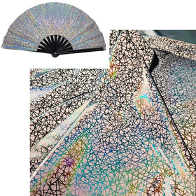 High Visibility Stylish Holographic Gold Foil Glitter Stamping Printing Light Reflective Fabric for Summer Spring Fashion Fan