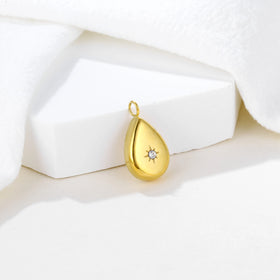 CZ Zircon North Star Pendent 18K Gold Plated Stainless Steel Women Jewelry Accessories Water Drop Shape Polaris Charm Pendant
