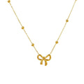 Bowknot Choker Necklace Stainless Steel 14K Gold Plated Ribbon Bow Necklace Gifts for Women Girls Fashion Jewelry