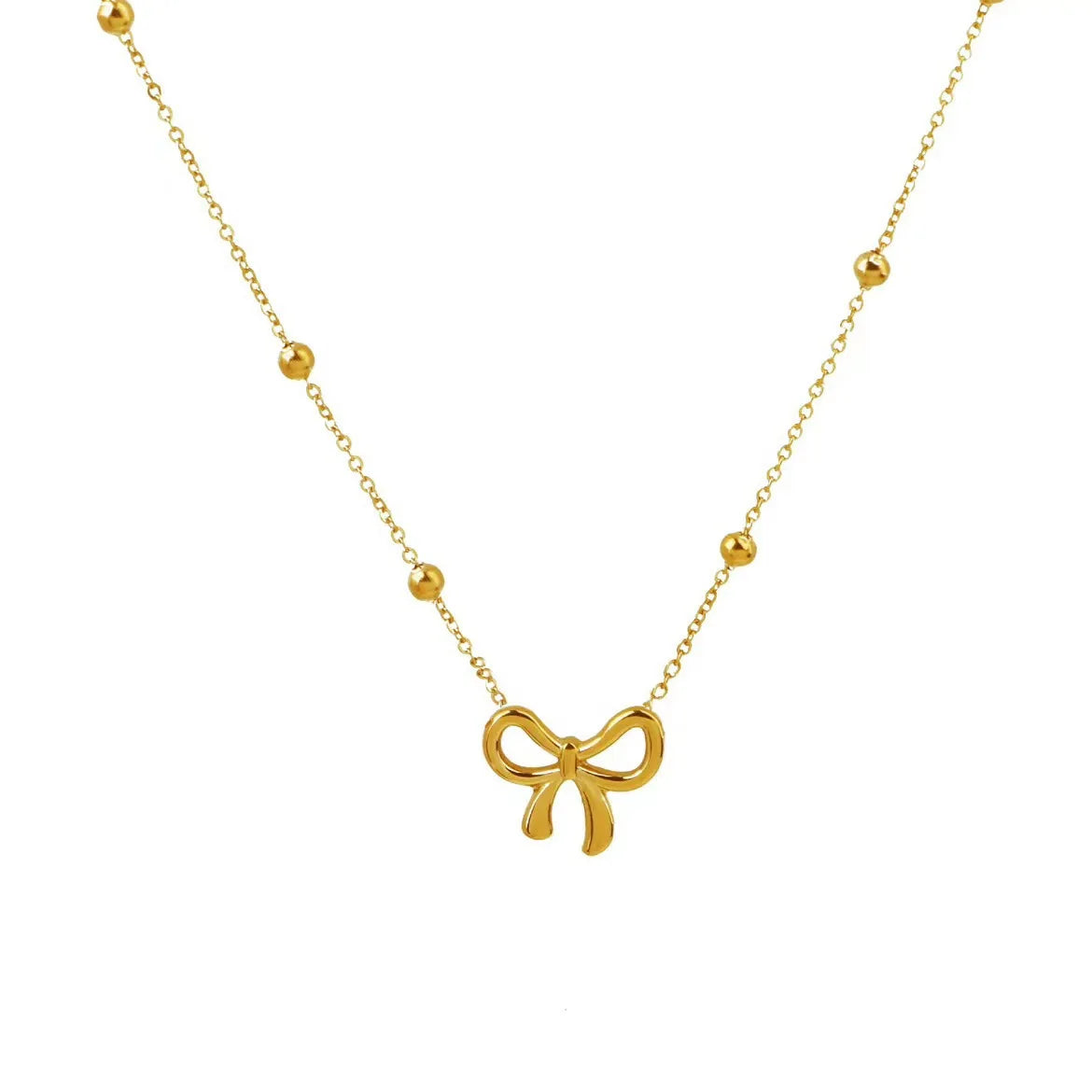Bowknot Choker Necklace Stainless Steel 14K Gold Plated Ribbon Bow Necklace Gifts for Women Girls Fashion Jewelry