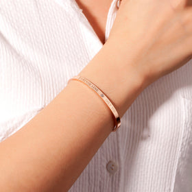 Valentines Days 2024 Couple Fashion Jewelry Stainless Steel Rose Gold Plated Men Women Cuff Bracelet Bangle