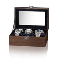 3 Slot Black Walnut Dark Blue Velvet Watch Storage Display Box Organizer With Glass Lid