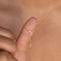 Elegant 18k Gold Plated 925 Sterling Silver Lariat Floating Cubic Zirconia Diamond Pendant Necklace for Women