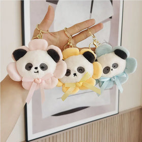 Cute Soft Stuffed Animal Toy Bag Pendant Couple Birthdaydoll Gift Key Chain Lovely Cute Sunflower Panda Plush Charm Keychain