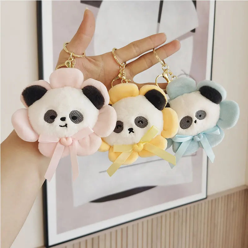 Cute Soft Stuffed Animal Toy Bag Pendant Couple Birthdaydoll Gift Key Chain Lovely Cute Sunflower Panda Plush Charm Keychain