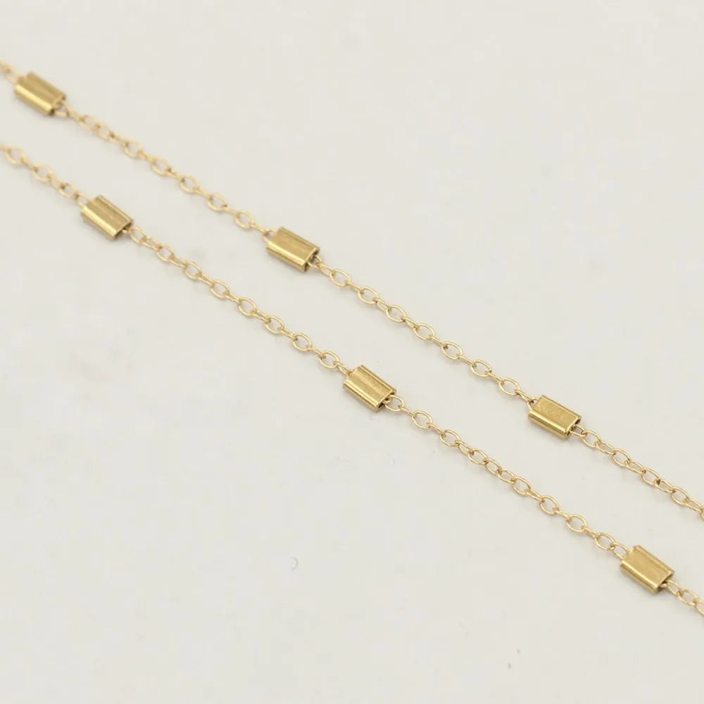 Real 14K Gold Filled 3*2mm Rectangular Link and Bar Chain Stick Link O Chain DIY Necklace Bracelet Jewelry Findings Components