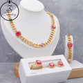 Ladies Fine Quality Wedding Jewelry Set-12 Pieces Gold Crystal Glass Earrings Necklace for Parties Fashionable Women's