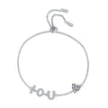 Silver 925 Original Excellent Cut Total 0.5 Ct Diamond Test Past D Color Heart Moissanite Letter Bracelet Chain Fine Jewelry