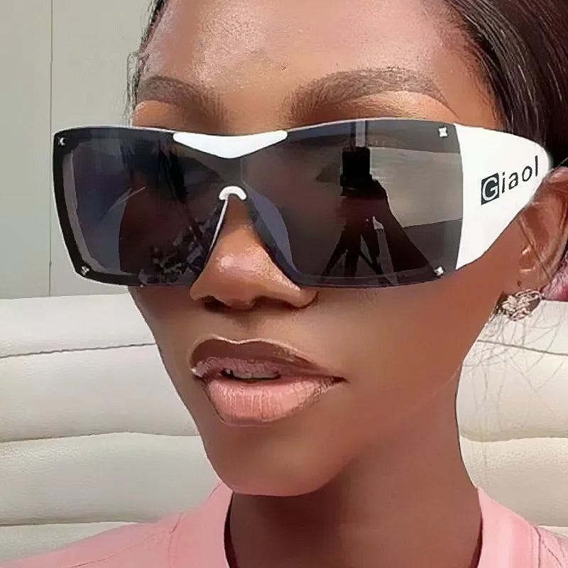 New Arrival Fashion One Piece Lens Y2k Sun Glasses UV400 Wide Leg Oversized Square Sunglasses Women