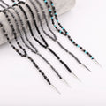 New Fashion Cute Design 4mm Small Natural Stone Lava Rock Hematite Gemstone Pyramid Pendant Long Necklace for Men