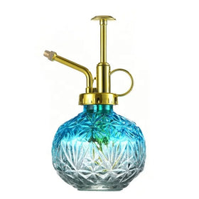240ml Diamond Shape Glass Vintage Style Plant Mist Spray Bottle With Gold Top Pump