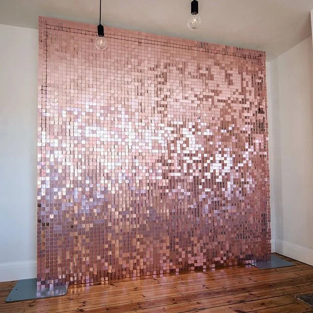 K013 Stunning Sparking Iridescent Hexagon Mirror Sequin Shimmer Wall Backdrop for Event Wedding Proposal Decor  Shimmer Wall